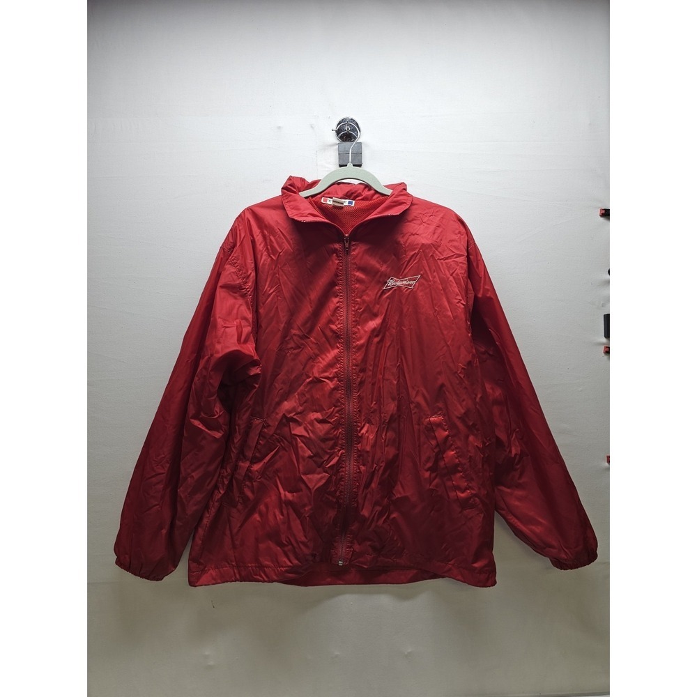 VTG 90s Clique Budweiser Full Zip Windbreaker Jacket Mens Large Beer Merch